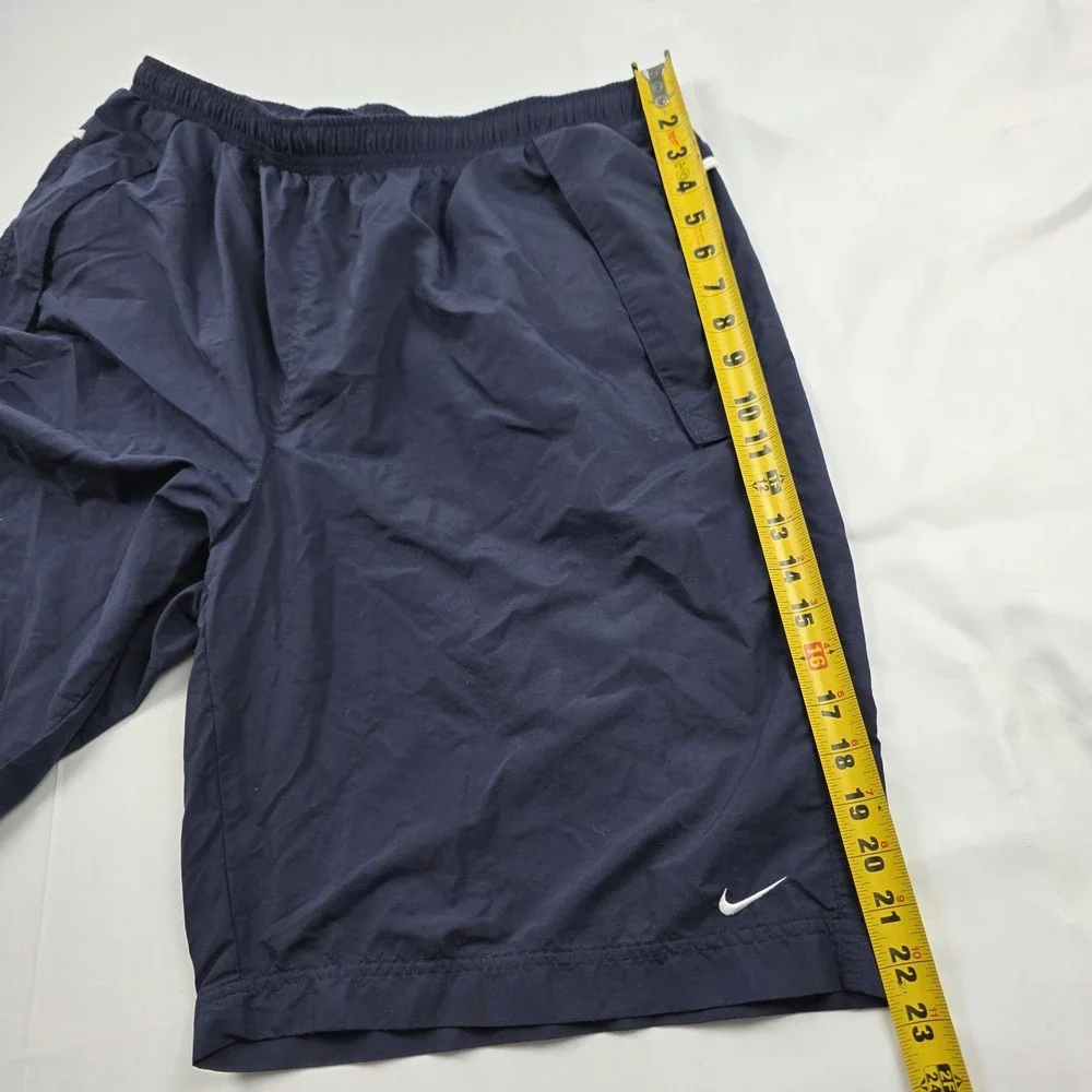 Nike Shorts Mens 2XL Navy Blue Mesh Lined Swim Trunks Elastic Waist Swoosh